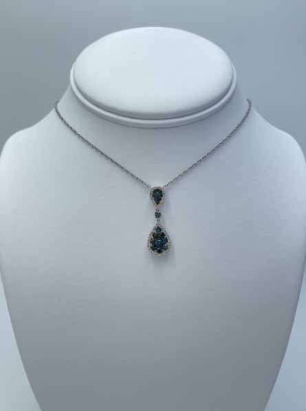 Blue & White Diamond Pendant Necklace