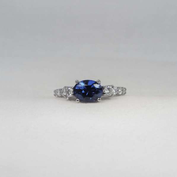 Allure 14K White Gold Blue Sapphire and Diamond Ring