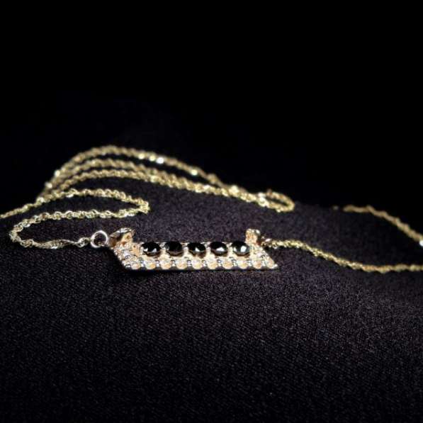 Allure 14K Yellow Gold Black and White Diamond Tiger Bar Necklace