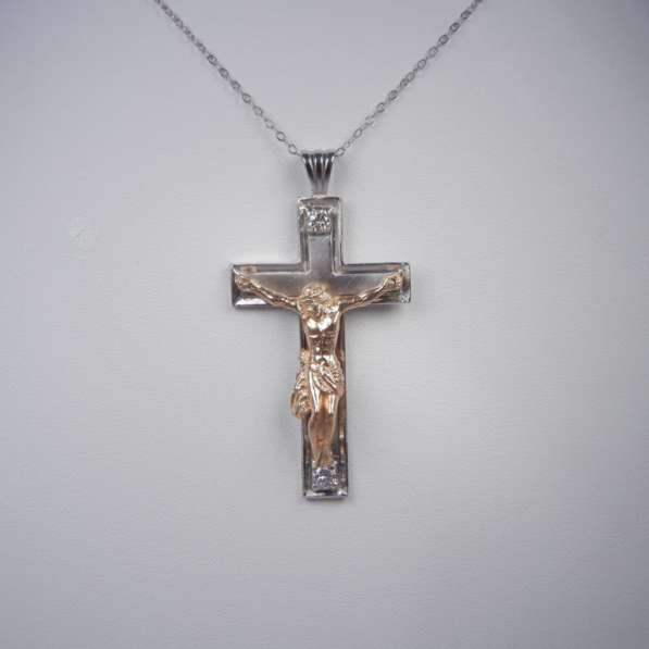 Allure Diamond and 14k Yellow/White Gold Crucifix Cross Pendant