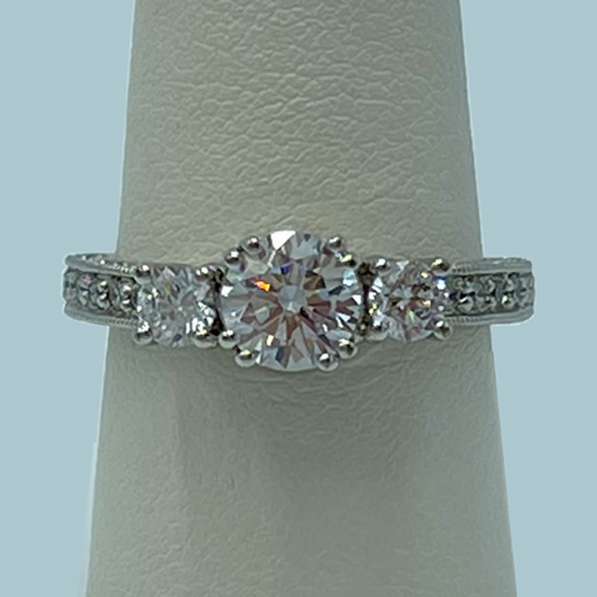 Valina Three Diamond Round Cut Engagement Ring